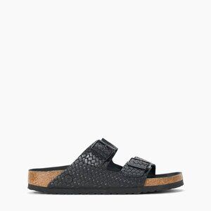 STAUD + BIRKENSTOCK ARIZONA WOVEN EMBOSSED SANDAL BLACK
